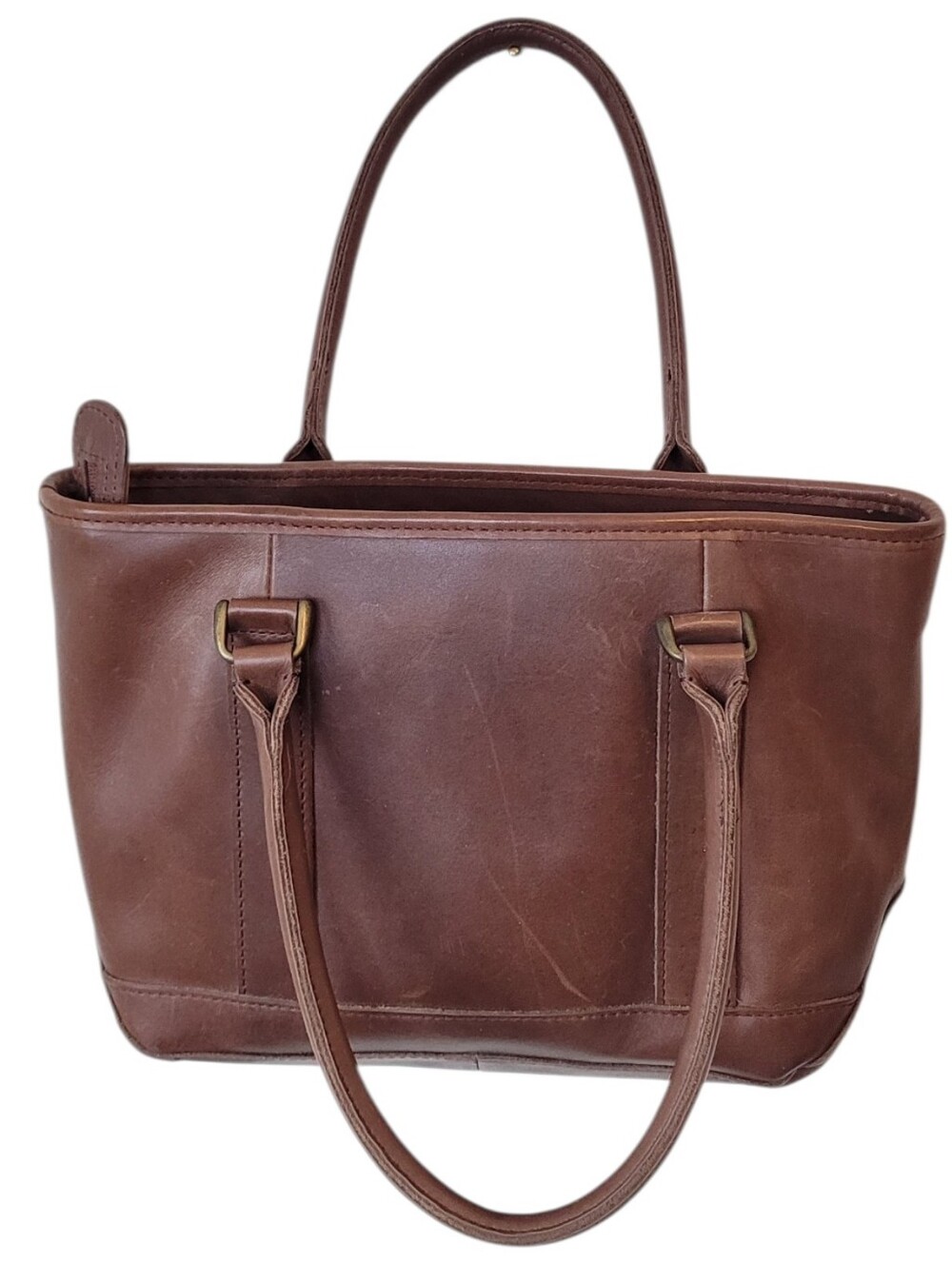 Vintage L.L. Bean Classic Brown Leather Small Tote Handbag